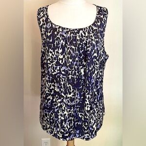 Kenneth Cole Reaction Black Purple Leopard Print Sleeveless Casual Top Size XXL